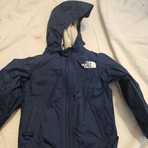 The North Face Navy Hooded Sherpa-Lined Jacket